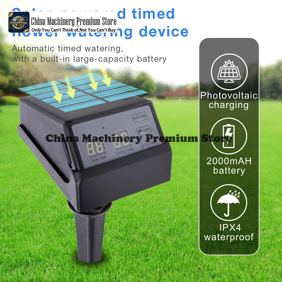Outdoor Power 'Hose' - 新しい太陽光発電灌漑タイマー自動屋外庭園散水システム 2000mAh バッテリープラスチックホース散水タイマーツール