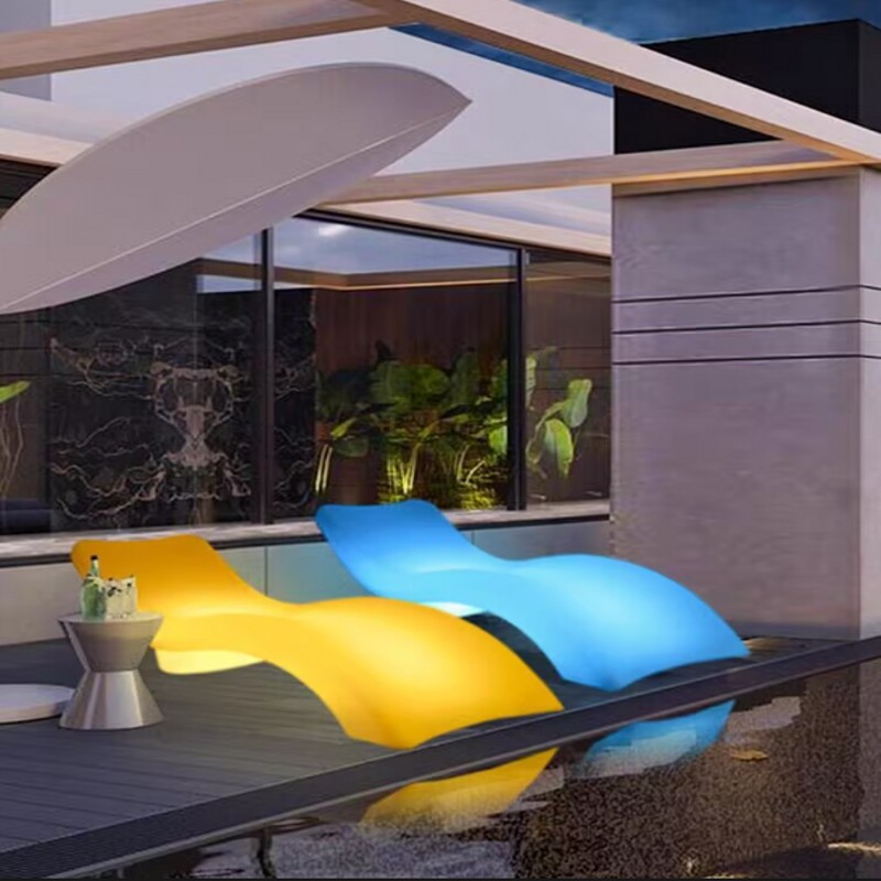 Outdoor Power Recliner - ソーラーパワー屋外家具LED発光ラウンジャー、スイミングプールリクライニングチェア、防水ビーチチェア、ヴィラレジャー