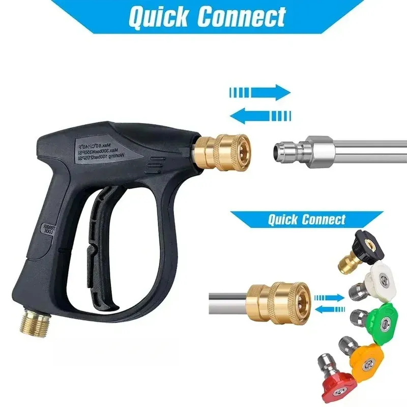 Outdoor Power 'Hose' - 3000PSI高圧洗浄水鉄砲 M22 14 ホース接続口 1/4インチクイックコネクタ 車、パティオ、庭、屋外清掃に最適