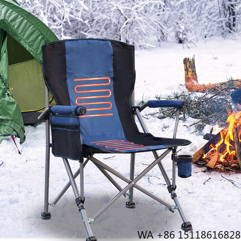 Outdoor Power Recliner - 工場卸売 屋外用ダブルヒートパッド付きハイバックピクニックヒートチェア 折りたたみ椅子 キャンプ 釣り用 USB電源付き