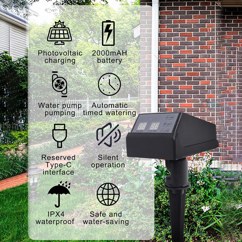 新しい太陽光発電灌漑タイマー自動屋外庭園散水システム 200 - Outdoor Power 'Hose' のレビューと価格