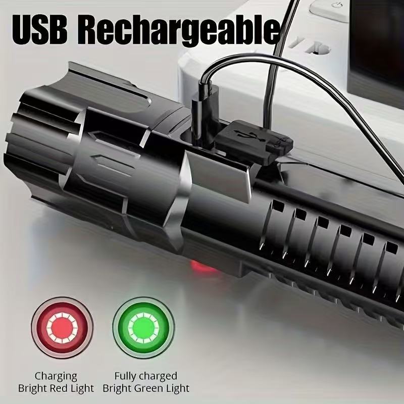 新型高出力LED懐中電灯 USB充電式トーチ ズーム機能付き - Outdoor Usb Power Bank のレビューと価格