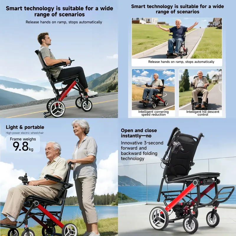 折りたたみ式電動リクライニング、軽量アルミ製電動車椅子、高齢 - Outdoor Power Recliner のレビューと価格