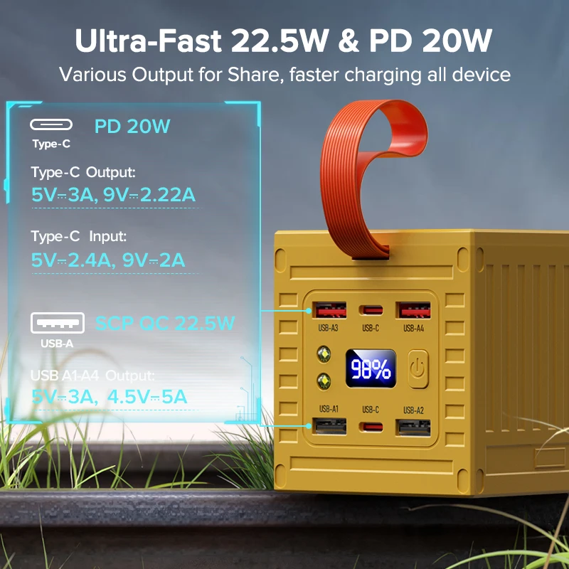 QOOVI 60000mAh パワーバンク 22.5 ワット - Outdoor Power Hub のレビューと価格